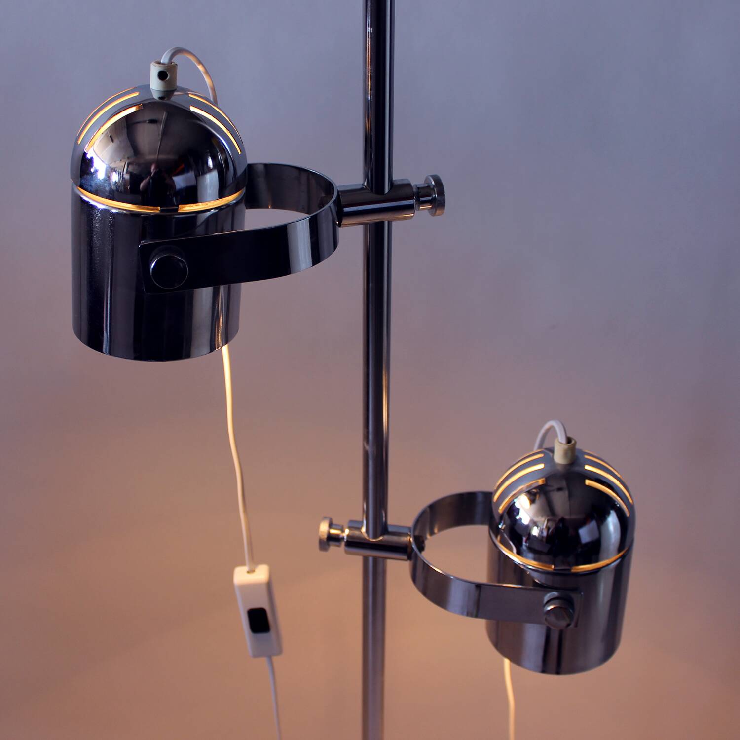 Vintage Combi Lux Chrome Double Spotlight Floor Lamp, Czechoslovakia, 1970s