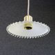 Opaline pendant light in white glass with transparent pleated edges - contemporary metal socket
