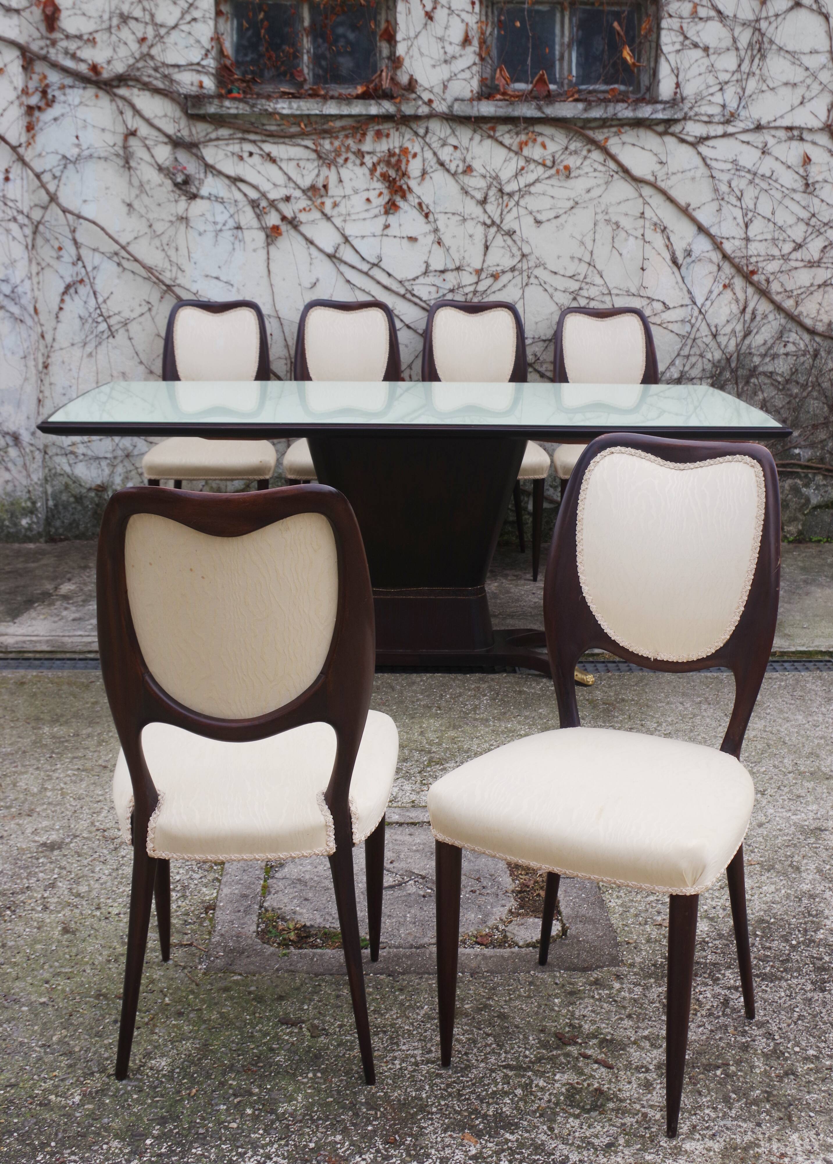 Dining Room Table and Mahogany Chairs by Fratelli Rigamonti, 1950s, Set of 7