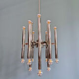 Large Space Age chandelier in chromed metal, design G. Sciolari, Boulanger, 1970
