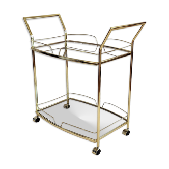 Serves golden trolley bar with wheels, in golden brass of the 80'S
