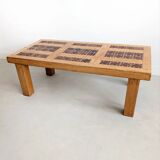 Brutalist elm wood coffee table 1970s