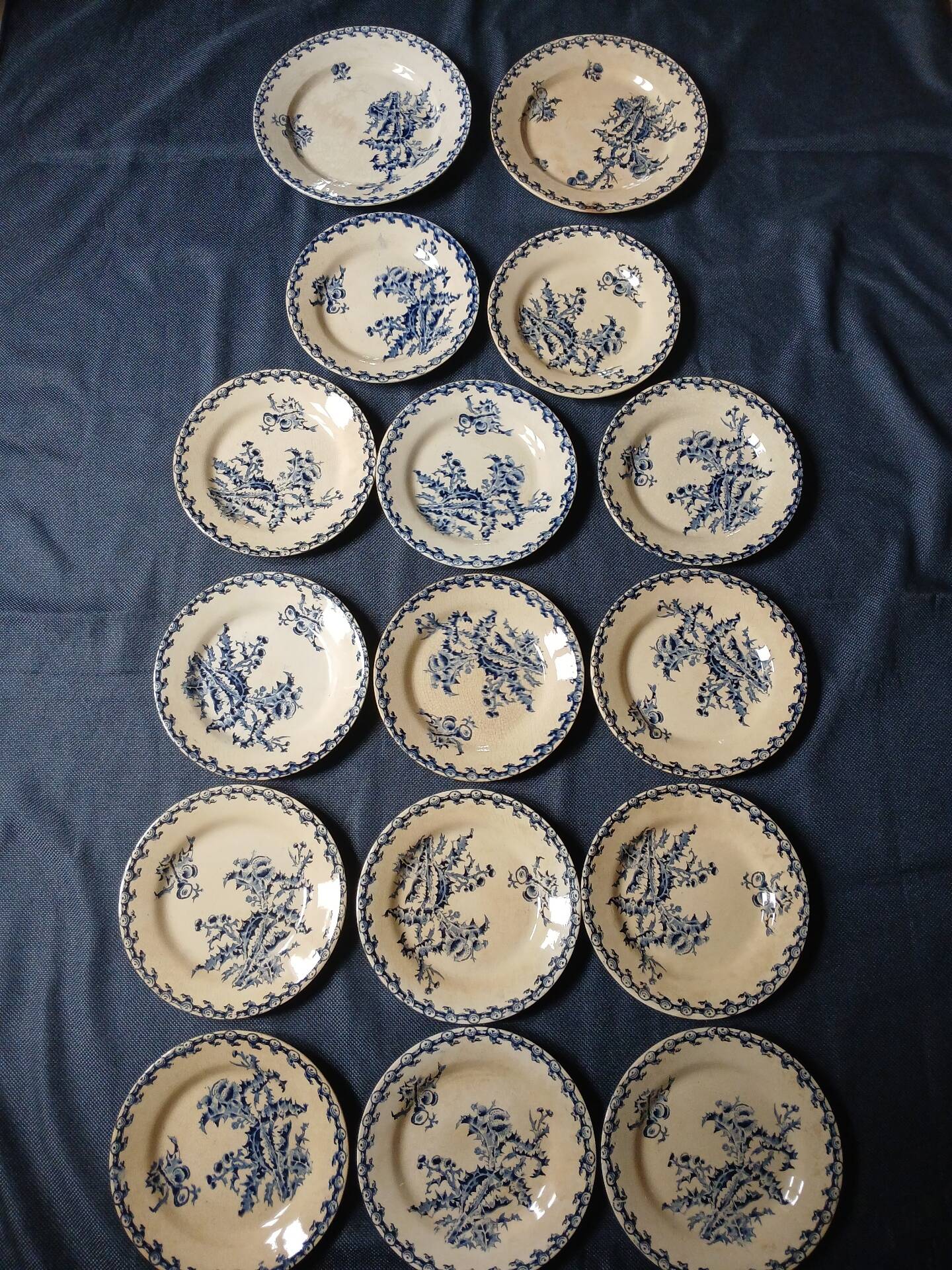 14 dinner plates + 2 "Chardons" dishes from Gien