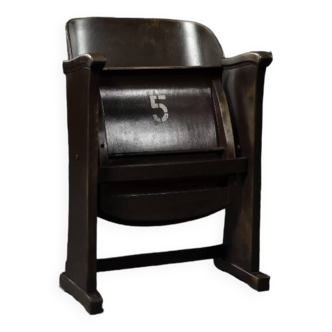 Vintage industrial polish beech single cinema chair, 1950s