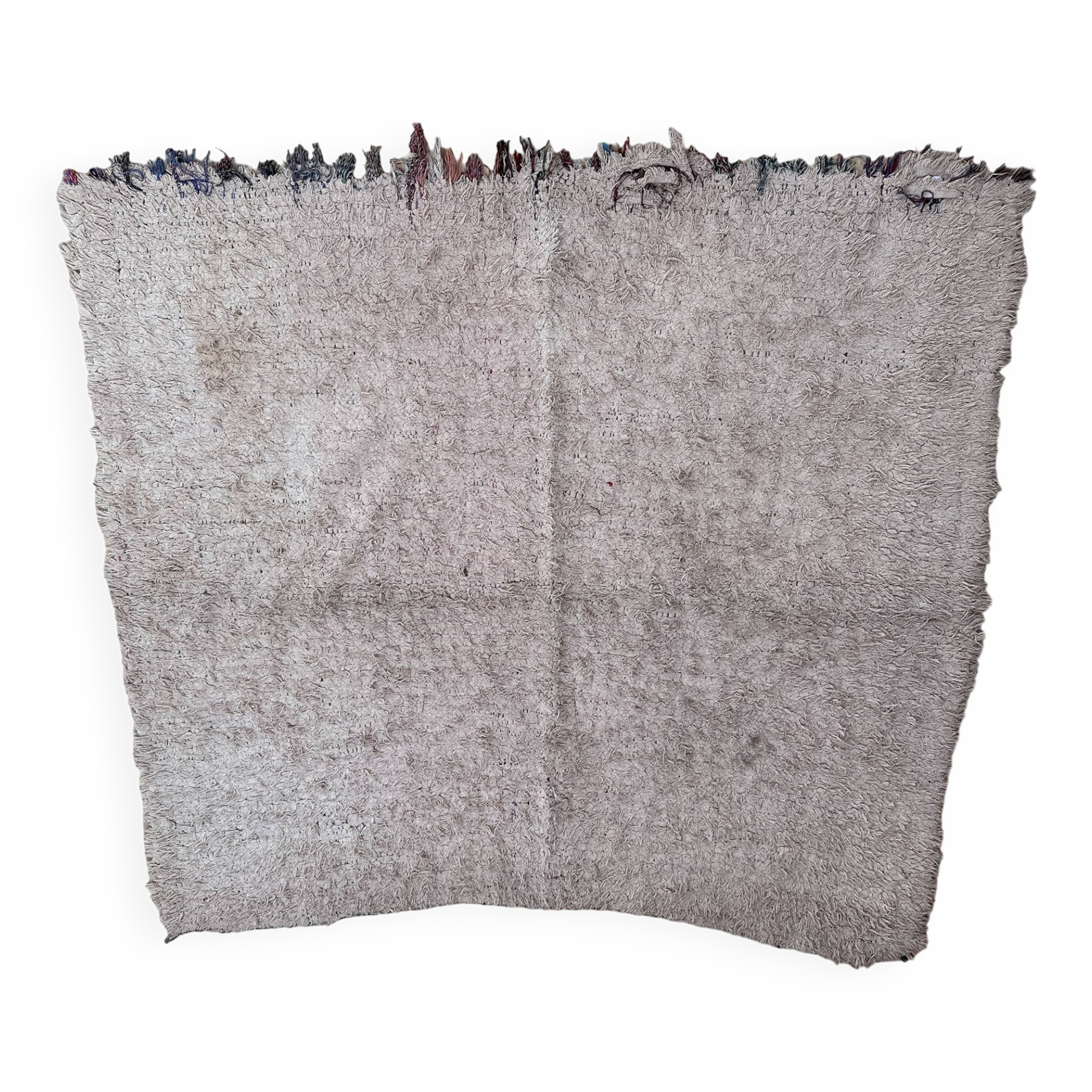 Moroccan Boucherouite rug white - 193 x 177 cm