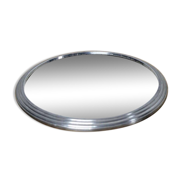 Plateau en miroir et métal chromé