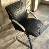 Gisberger chrome leather armchairs circa 1980