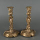 Pair of candlesticks xixth louis xiv ornamentation shells gilded bronze
