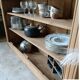 Open wooden chest of drawers