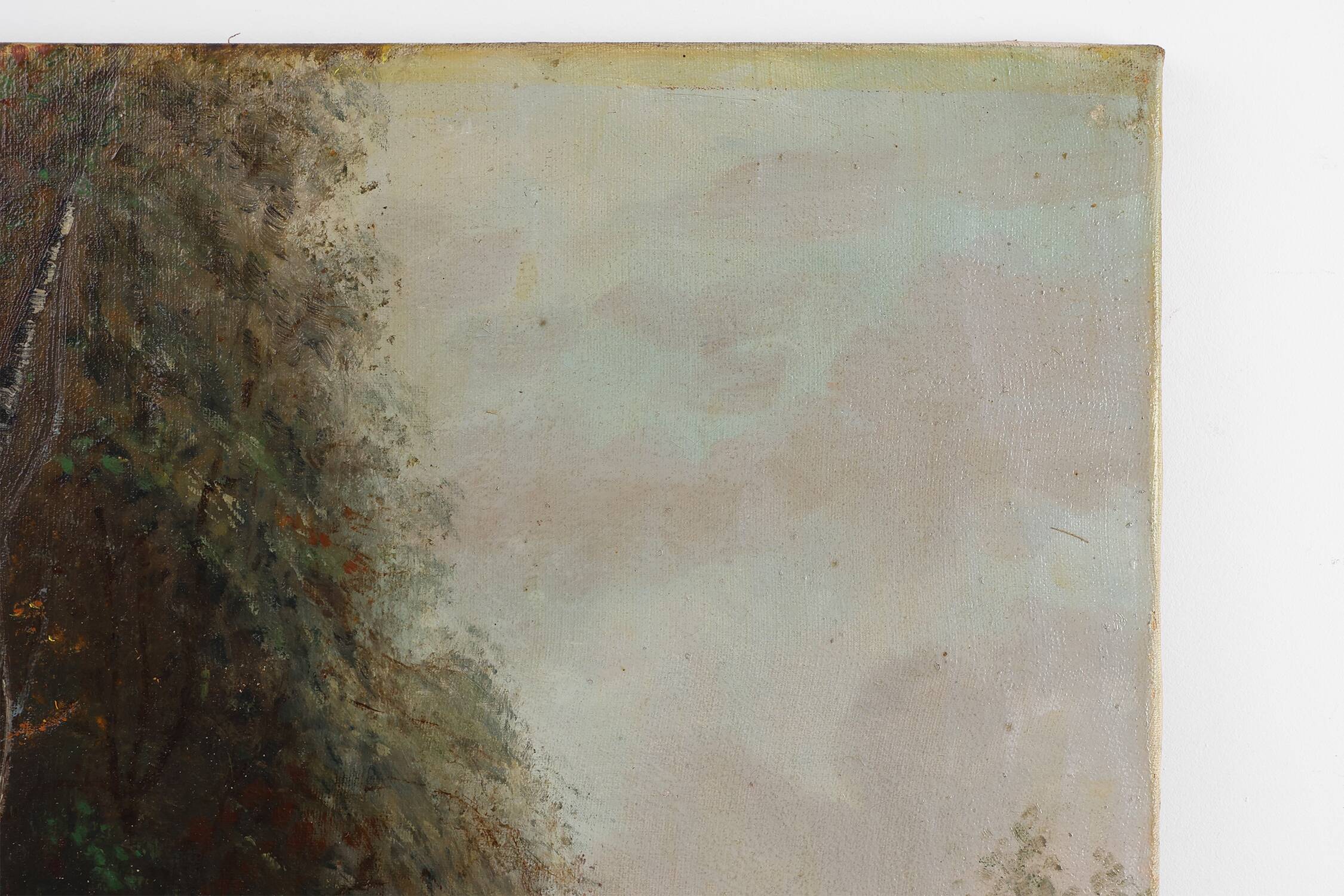 Rustic Farmstead Painting by E. Depriens in Oil on Canvas, Belgium ca. 1930