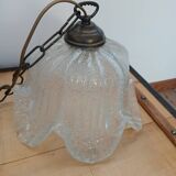 Vintage frosted blown glass pendant light
