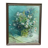 Original Swedish Oil On Canvas – “Floral Still Life” By Inga öfjäll – Vintage & Framed