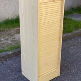 Beige wooden cabinet with curtains or sliding shutters 120cm