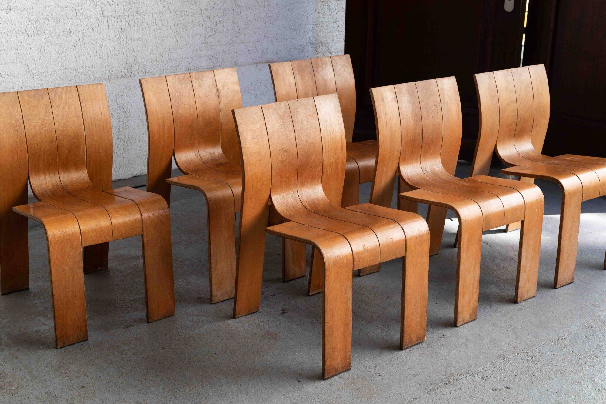 Set of 8 'Strip' dining chairs by Gijs Bakker