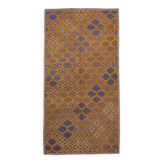 Tapis Kilim en laine fait main de couleur douce colorée 5x9