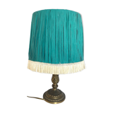 Brass and raffia lamp