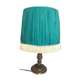 Brass and raffia lamp