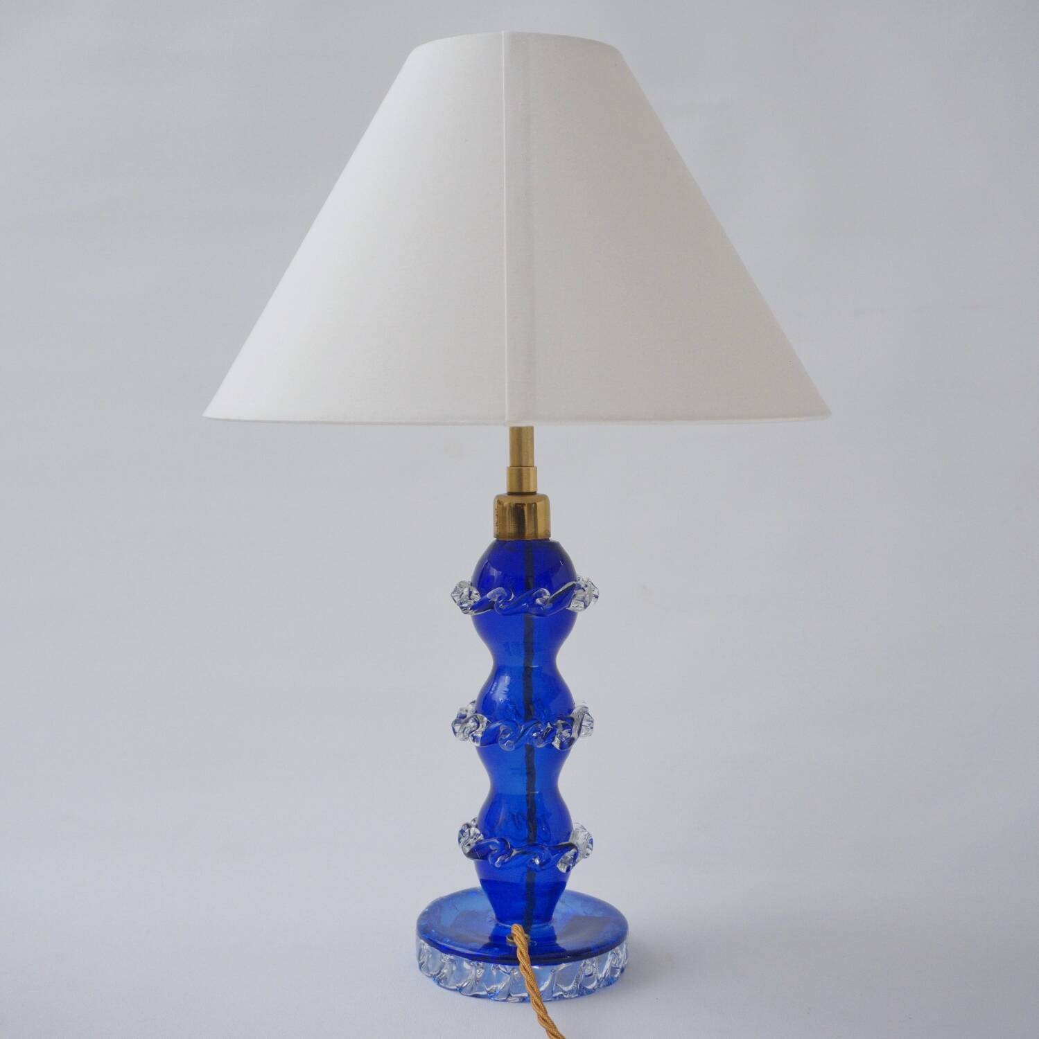 Murano glass lamp handblown blue crystal Barovier & Toso style 1920's Italy