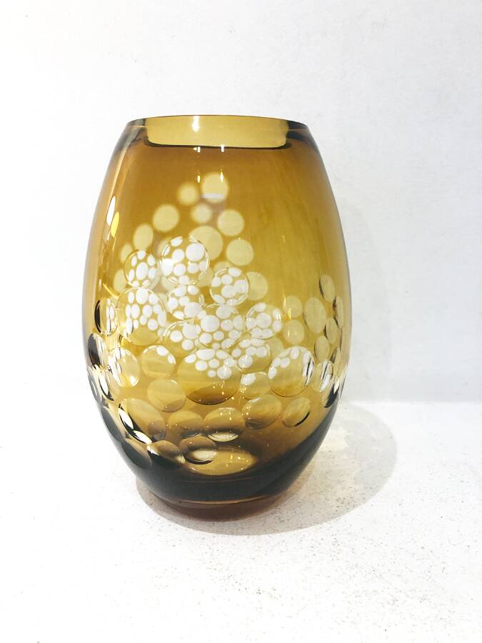 Vintage ochre crystal vase, 1970s