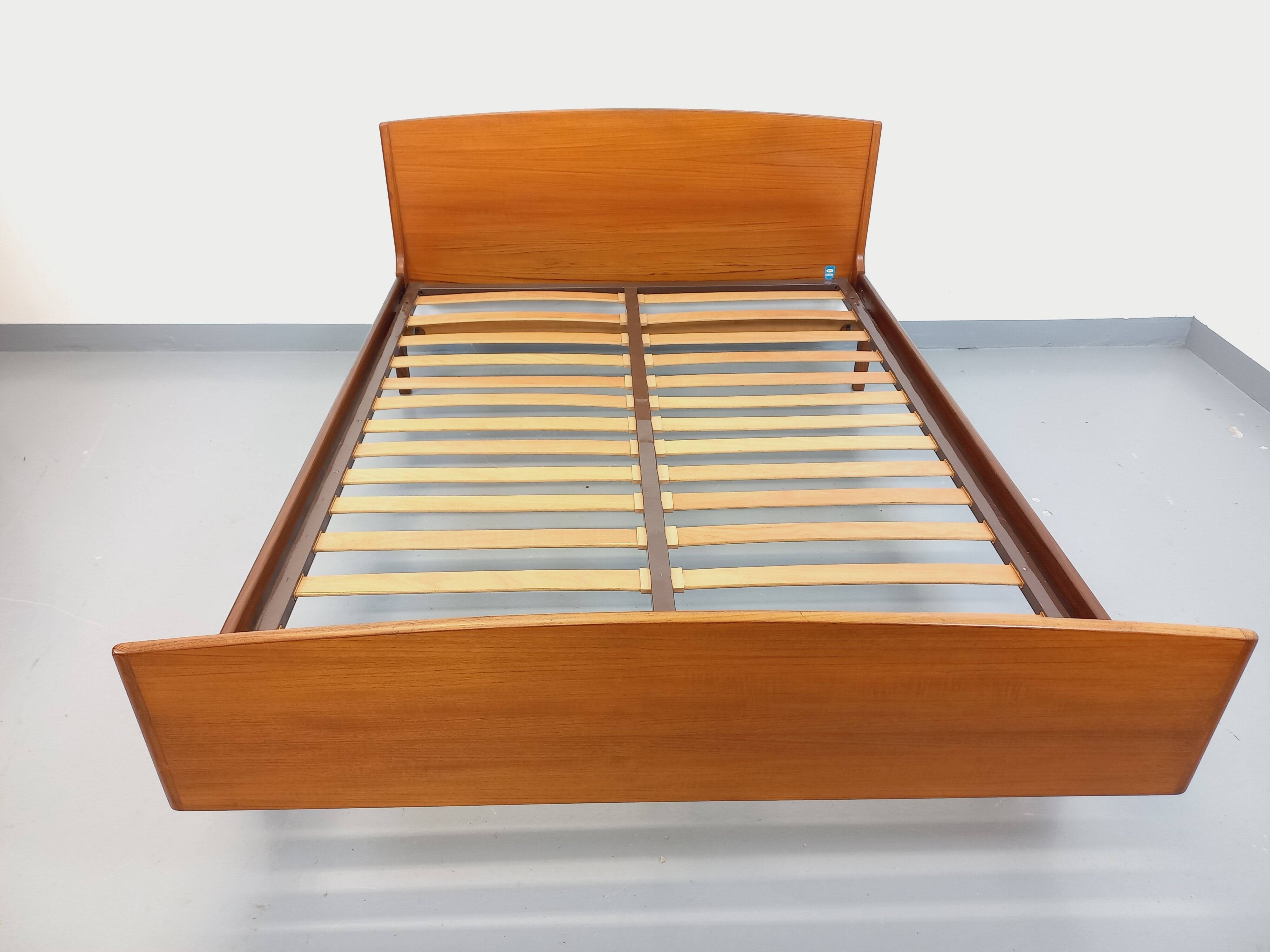 Carlström & Co vintage Scandinavian teak double bed from the 1960s