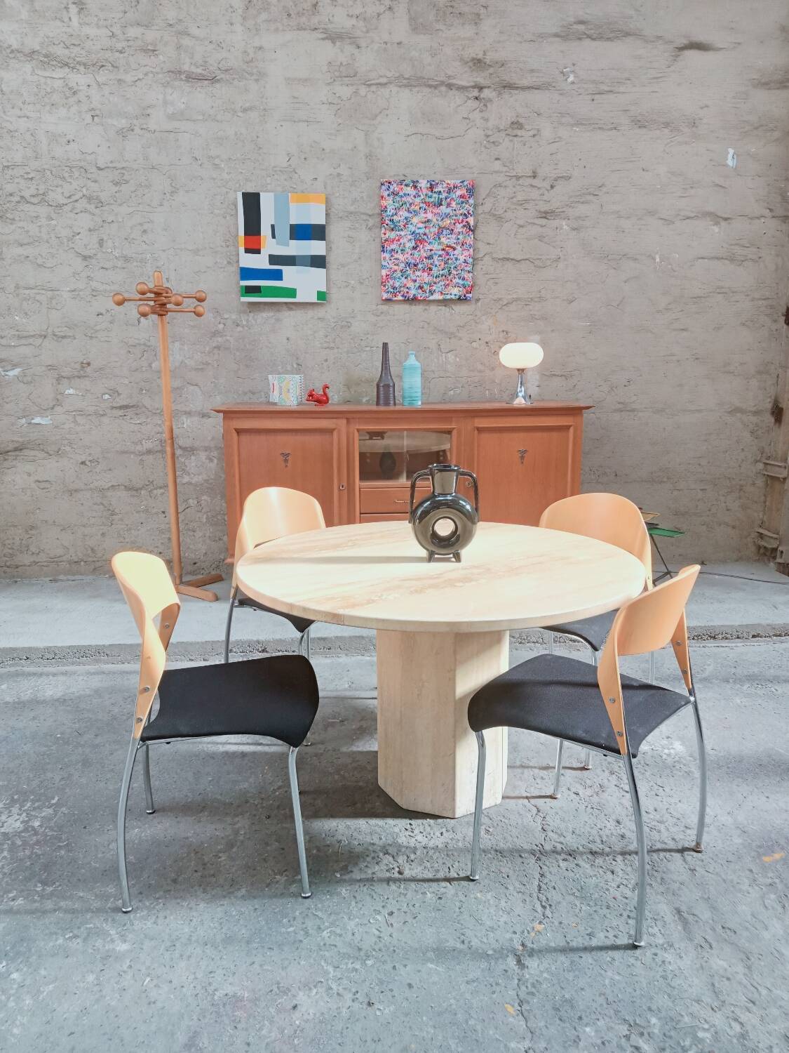 Travertine round table