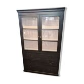 Former industrial library solid wood two glass doors and three drawers furniture trade