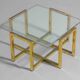 Geometrical regency coffee table in patinated brass, 1970s