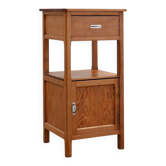 Robust Art Deco nightstand in pine wood, France 1940s