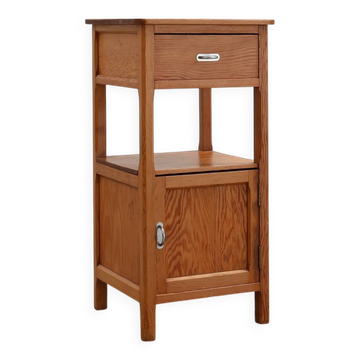 Robust Art Deco nightstand in pine wood, France 1940s