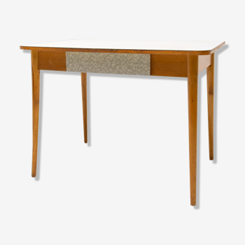 Midcentury formica and wood central table, Czechoslovakia, 1960´s