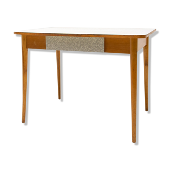 Midcentury formica and wood central table, Czechoslovakia, 1960´s