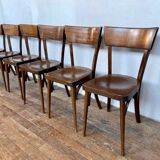 Lot de 8 anciennes chaises bistrot en bois