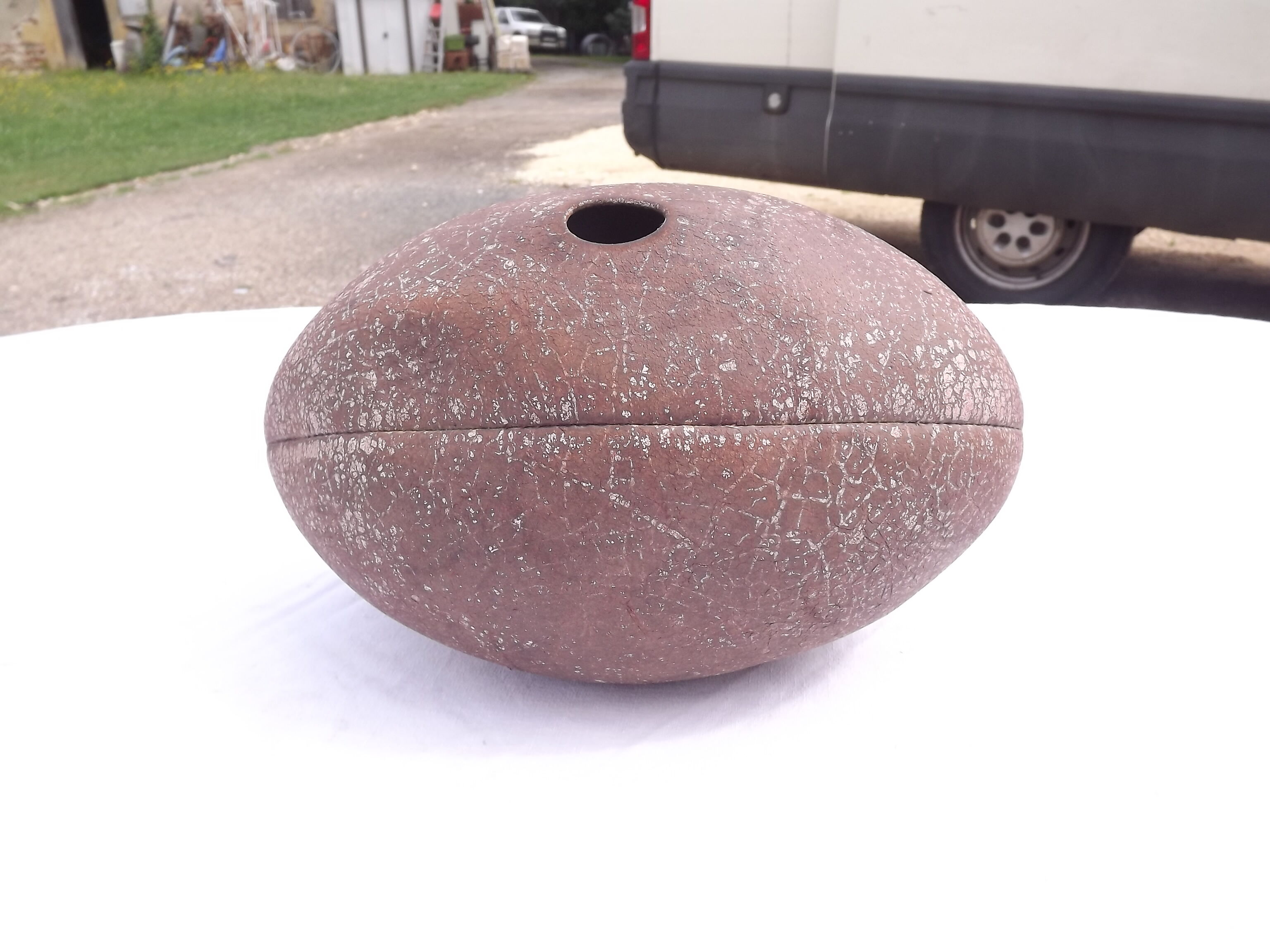 Old leather rugby ball