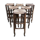 6 mulched rustic bar top stools