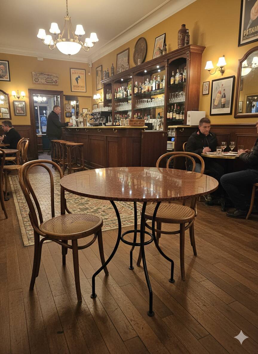 Round marble table with wrought iron base from the mid-20th century.