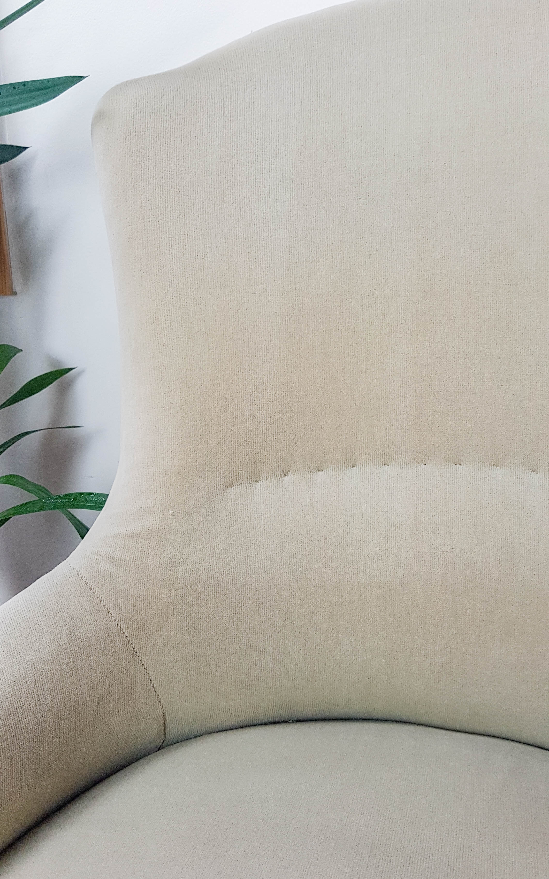 Vintage grey green almond green velvet toad chair