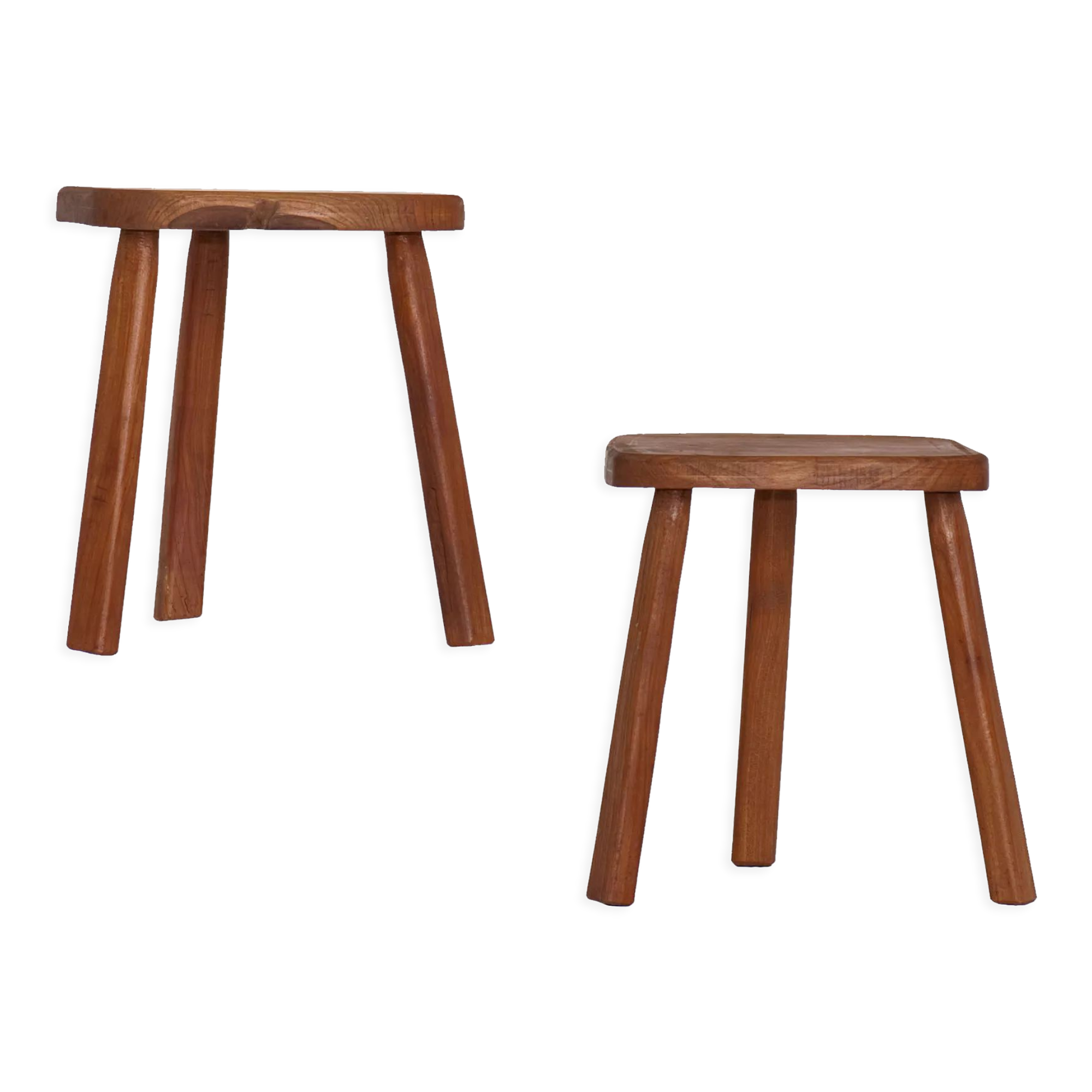 Paire de tabourets en orme  vers 1970