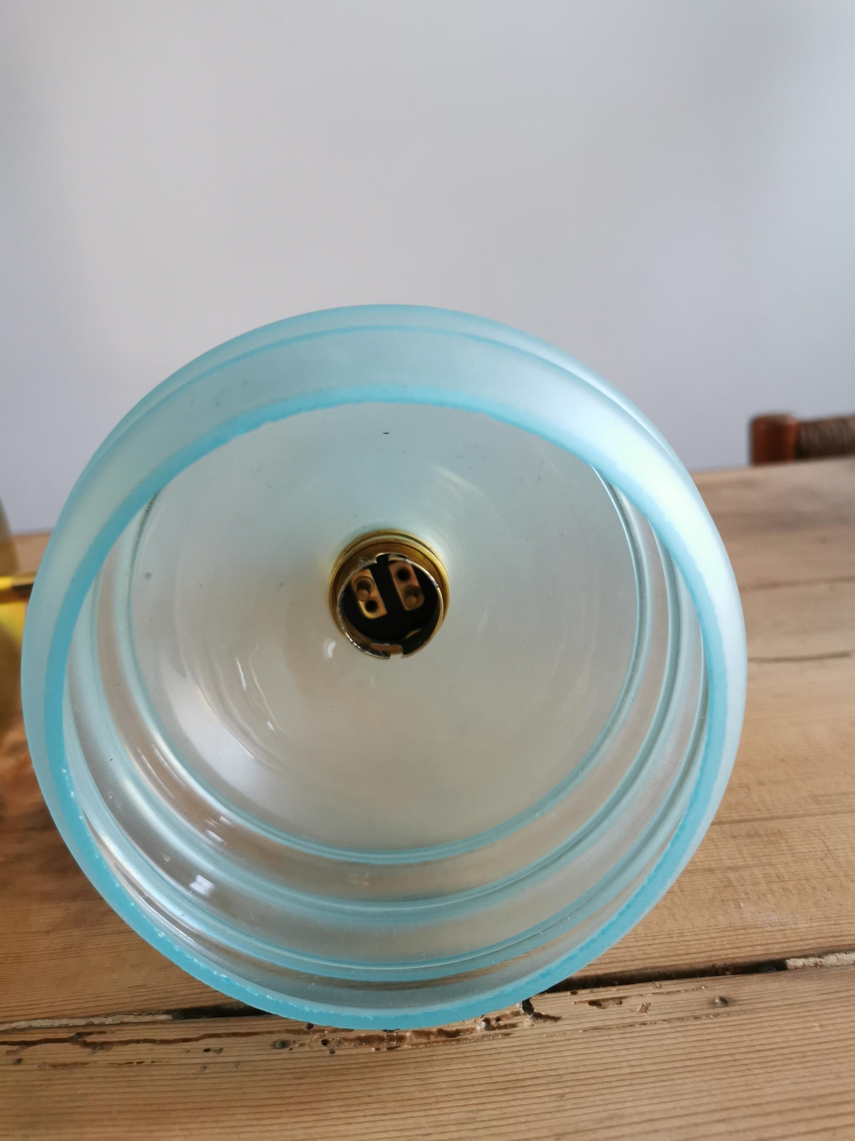 Applique globe vintage en verre dépoli bleu