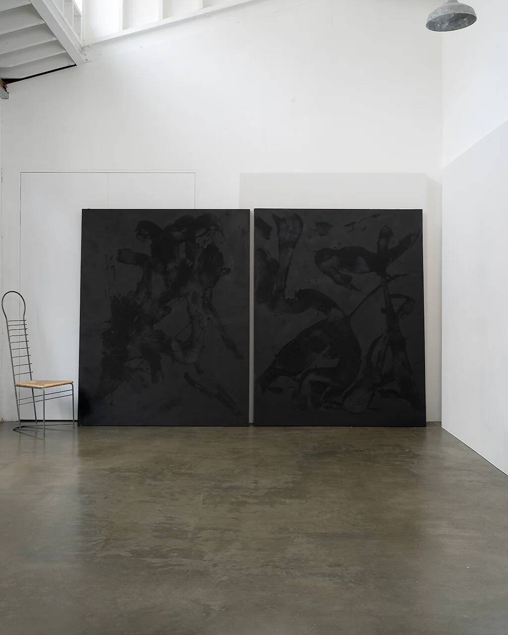 Large abstract diptych, mixed media on canvas by Alyse Stone RCA