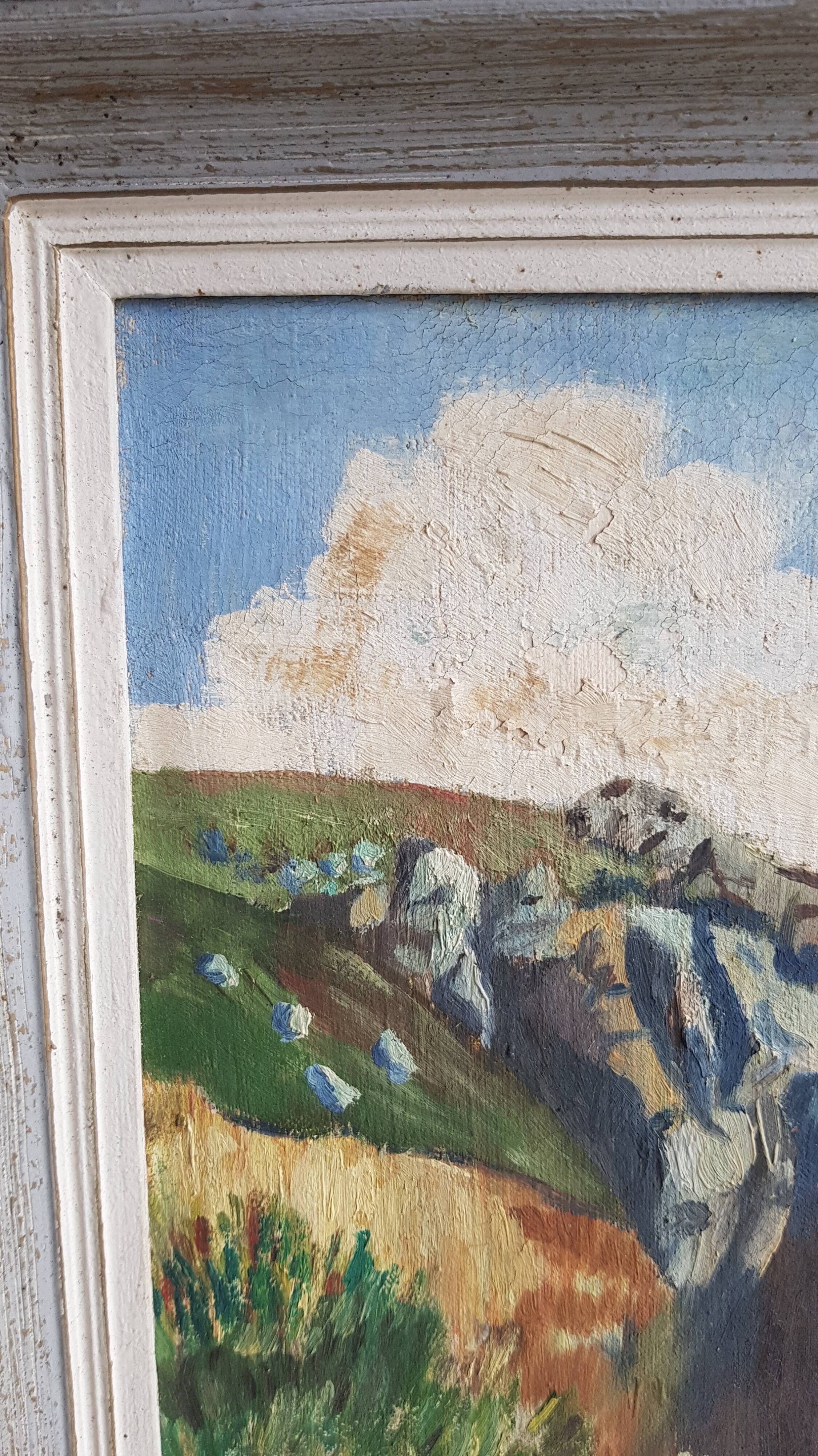 Painting on canvas framed landscape sea