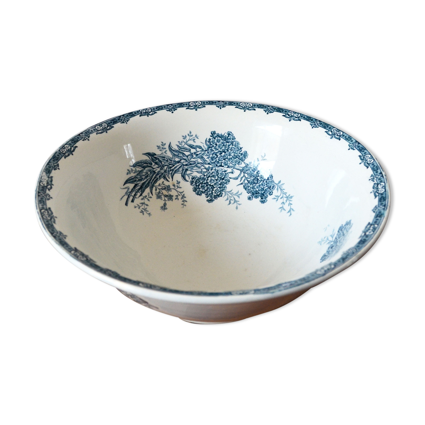 Salad bowl faience blue decoration