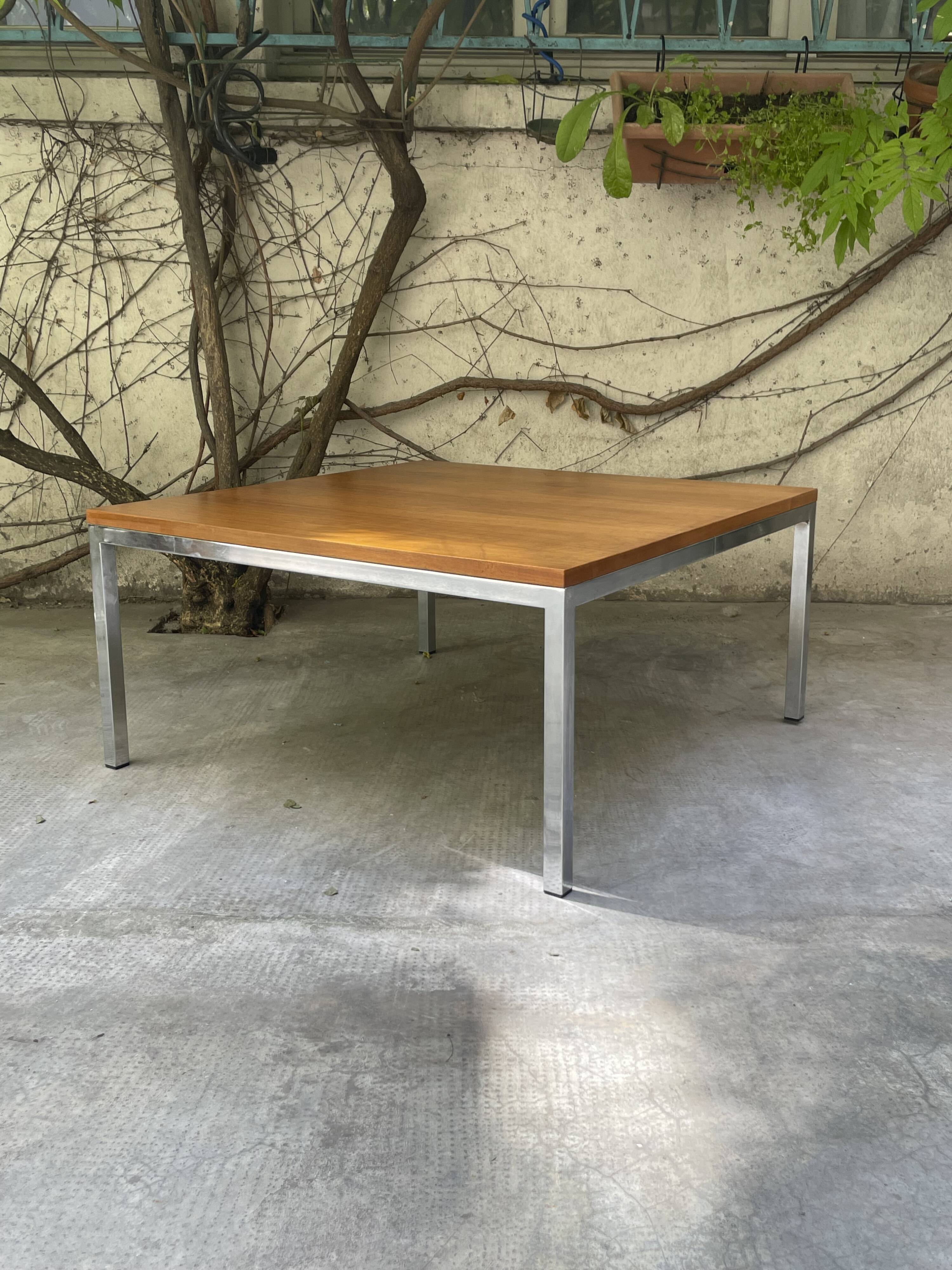 Coffee table in chrome and teak, 1960