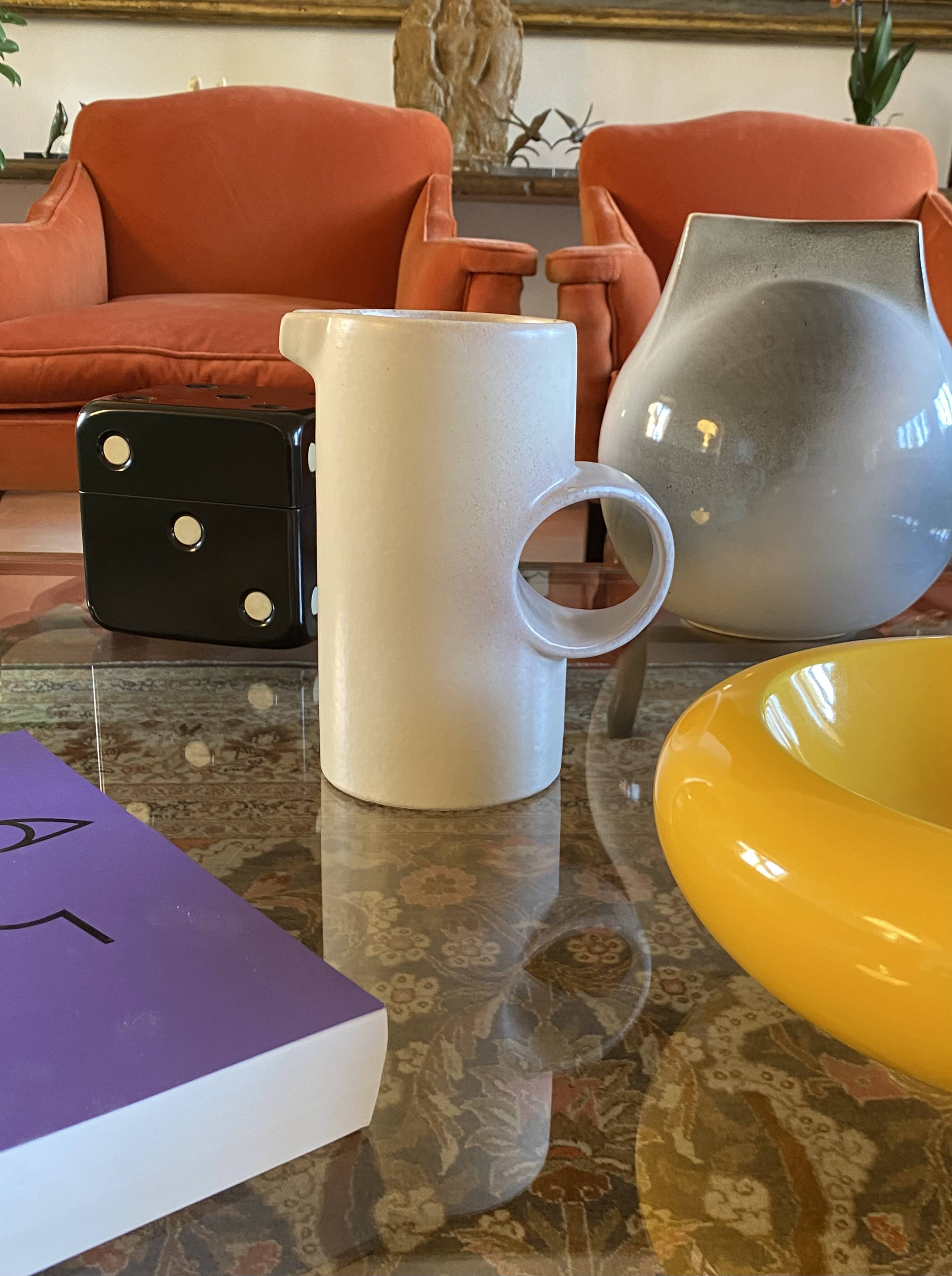 Organic modern white ceramic vase / jug, La Sfera Italy 1980s