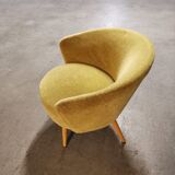 Chair round modernist graphic velvet thick yellow