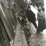 90s print, woman street, architecture