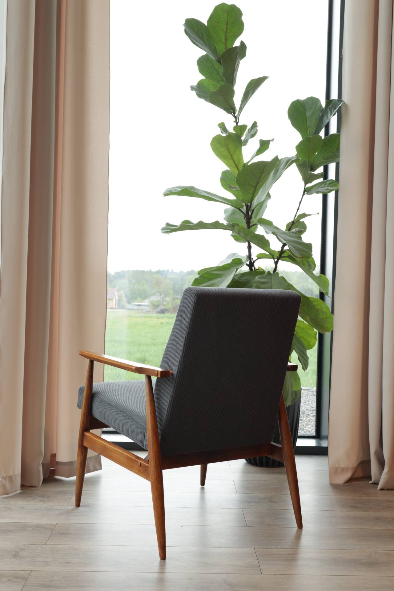 Scandinavian modern armchair graphite corduroy H.Lis