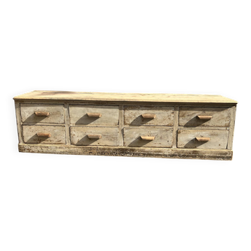 Très beau meuble de métier de magasin ancien avec 8 tiroirs