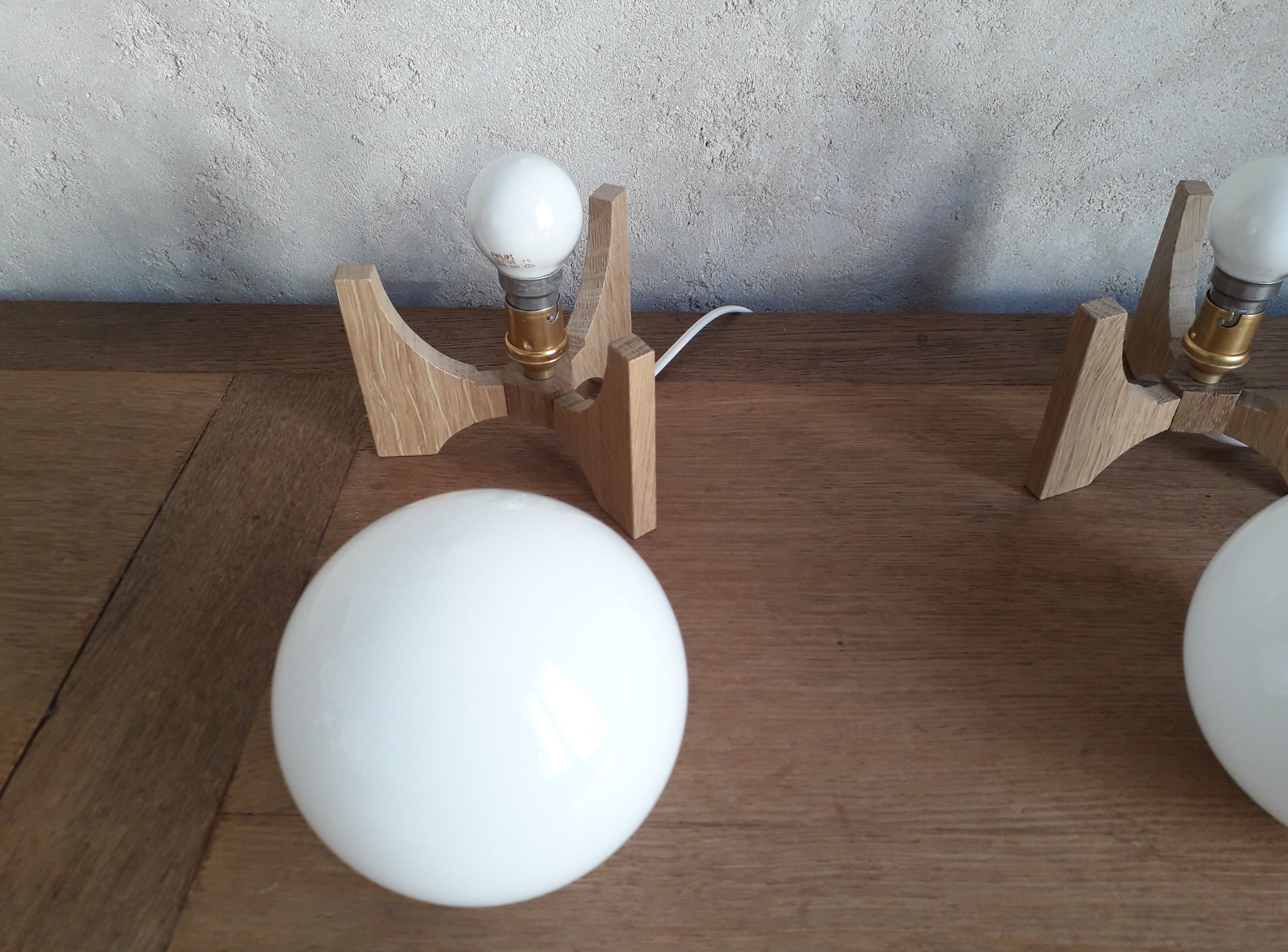 Pair of opaline bedside lamps