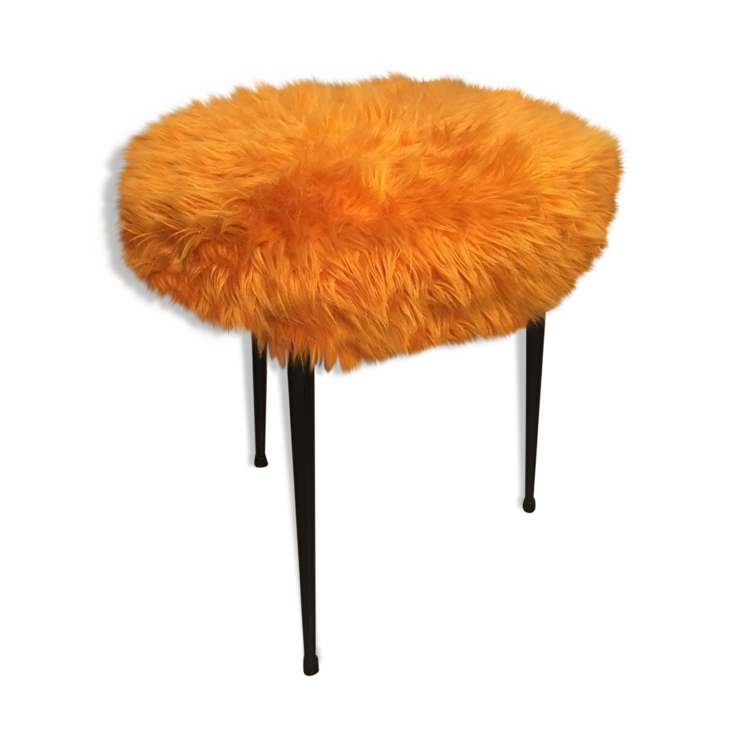 Stool rug tripod vintage orange psychedelic 1970