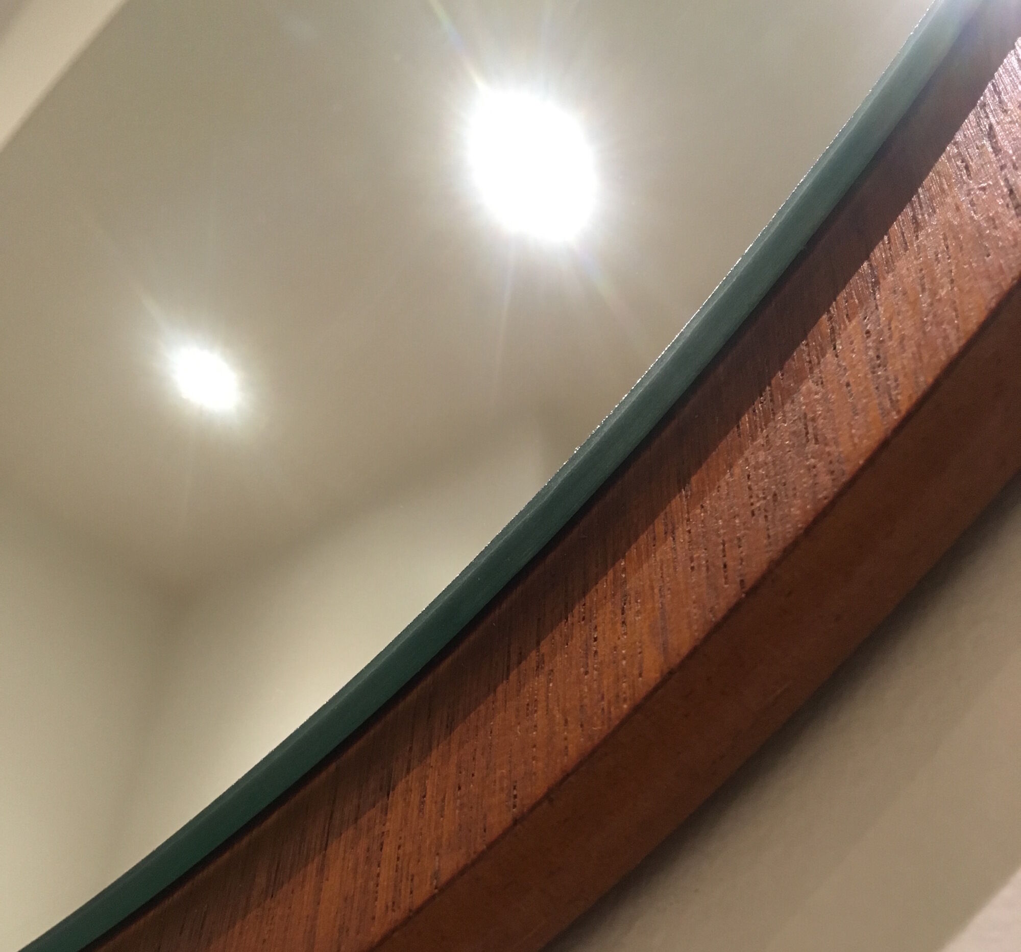 Round vintage Scandinavian mirror in teak - 60s - 47.5x47.5cm